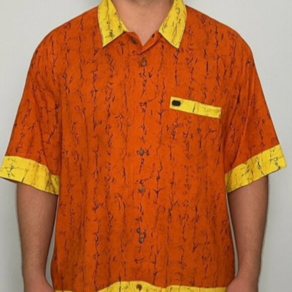 Phat Farm Short Sleeve Button Front Shirt Men XXL Japanese Samurai Sword Tiger - Picture 2 of 13